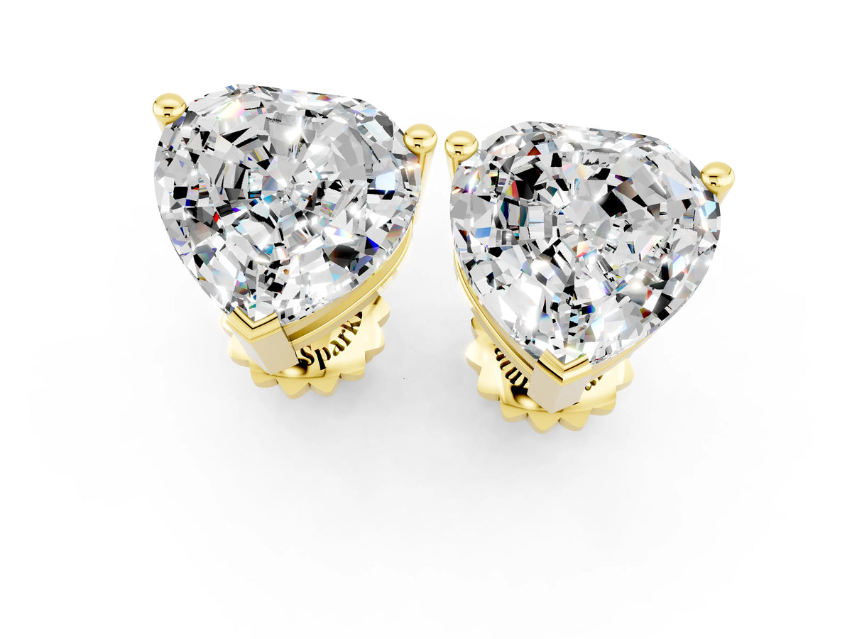 Heart Cut Moissanite Stud Earrings in Yellow gold with Basket Setting_1