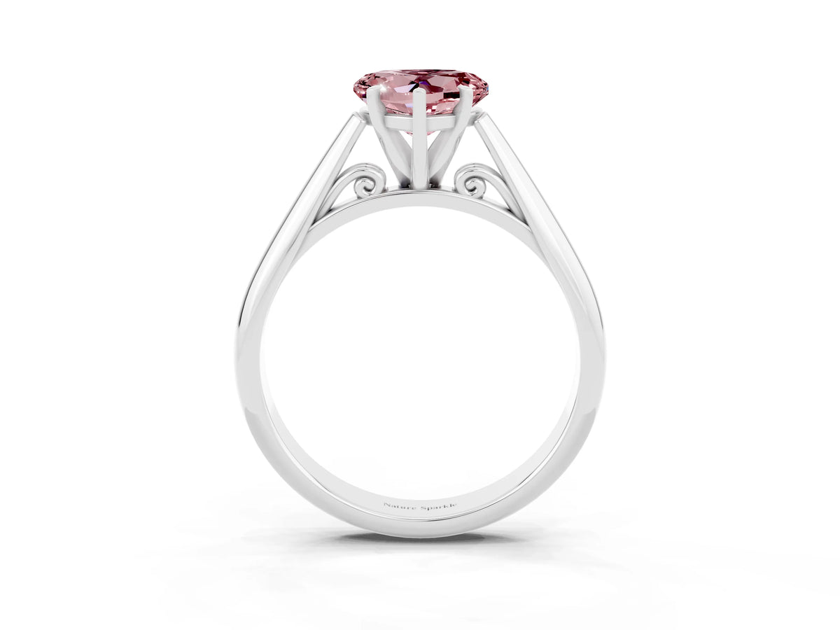 Heart Cut Morganite Cathedral Solitaire Engagement Ring in Platinum with Prong Setting_3