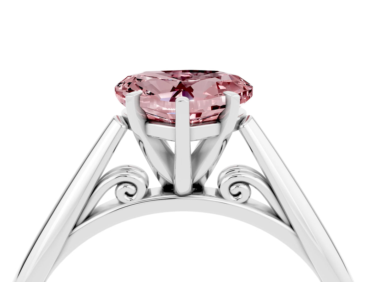 Heart Cut Morganite Cathedral Solitaire Engagement Ring in Platinum with Prong Setting_4