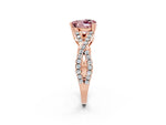 Heart Cut Morganite Solitaire Ring in Rose gold with Interwoven Pavé Band and Prong Setting_2