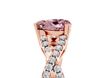 Heart Cut Morganite Solitaire Ring in Rose gold with Interwoven Pavé Band and Prong Setting_5