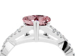 Heart Cut Morganite Solitaire Ring in Silver with Interwoven Pavé Band and Prong Setting_10