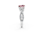 Heart Cut Morganite Solitaire Ring in White gold with Interwoven Pavé Band and Prong Setting_2
