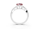 Heart Cut Morganite Solitaire Ring in White gold with Interwoven Pavé Band and Prong Setting_3
