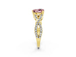 Heart Cut Morganite Solitaire Ring in Yellow gold with Interwoven Pavé Band and Prong Setting_2