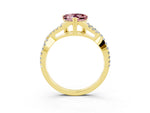 Heart Cut Morganite Solitaire Ring in Yellow gold with Interwoven Pavé Band and Prong Setting_3