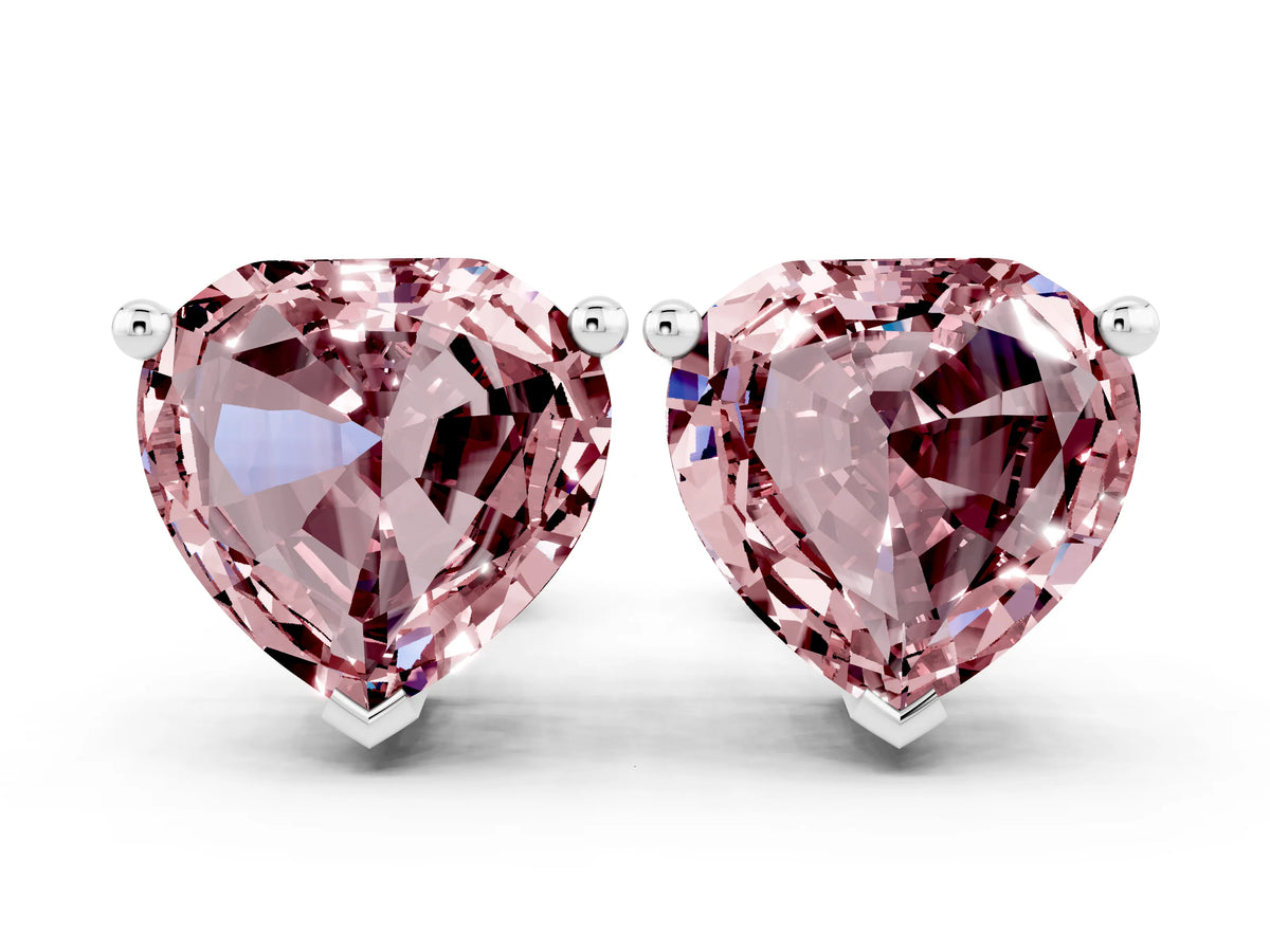 Heart Cut Morganite Stud Earrings in White gold with Basket Setting