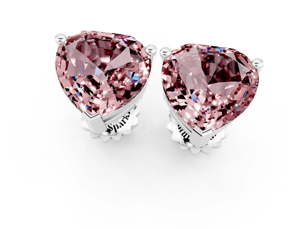 Heart Cut Morganite Stud Earrings in White gold with Basket Setting_1