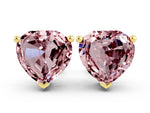 Heart Cut Morganite Stud Earrings in Yellow gold with Basket Setting