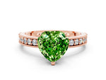Heart Cut Peridot Milgrain Pavé Engagement Ring in Rose gold with Prong Setting