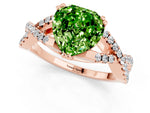 Heart Cut Peridot Solitaire Ring in Rose gold with Interwoven Pavé Band and Prong Setting_1