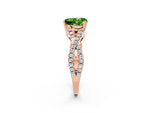 Heart Cut Peridot Solitaire Ring in Rose gold with Interwoven Pavé Band and Prong Setting_2