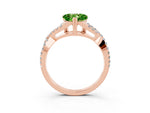 Heart Cut Peridot Solitaire Ring in Rose gold with Interwoven Pavé Band and Prong Setting_3