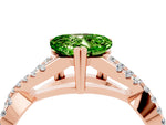 Heart Cut Peridot Solitaire Ring in Rose gold with Interwoven Pavé Band and Prong Setting_4