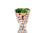 Heart Cut Peridot Solitaire Ring in Rose gold with Interwoven Pavé Band and Prong Setting_5