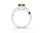 Heart Cut Peridot Solitaire Ring in Silver with Interwoven Pavé Band and Prong Setting_9