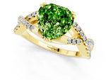 Heart Cut Peridot Solitaire Ring in Yellow gold with Interwoven Pavé Band and Prong Setting_1