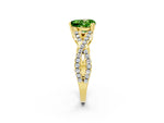 Heart Cut Peridot Solitaire Ring in Yellow gold with Interwoven Pavé Band and Prong Setting_2