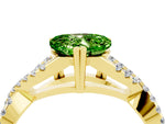 Heart Cut Peridot Solitaire Ring in Yellow gold with Interwoven Pavé Band and Prong Setting_4
