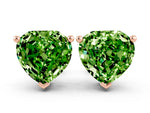 Heart Cut Peridot Stud Earrings in Rose gold with Basket Setting