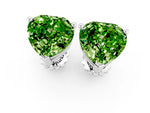 Heart Cut Peridot Stud Earrings in White gold with Basket Setting_1