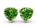 Heart Cut Peridot Stud Earrings in Yellow gold with Basket Setting