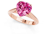 Heart Cut Pink Sapphire Cathedral Solitaire Engagement Ring in Rose gold with Prong Setting_1