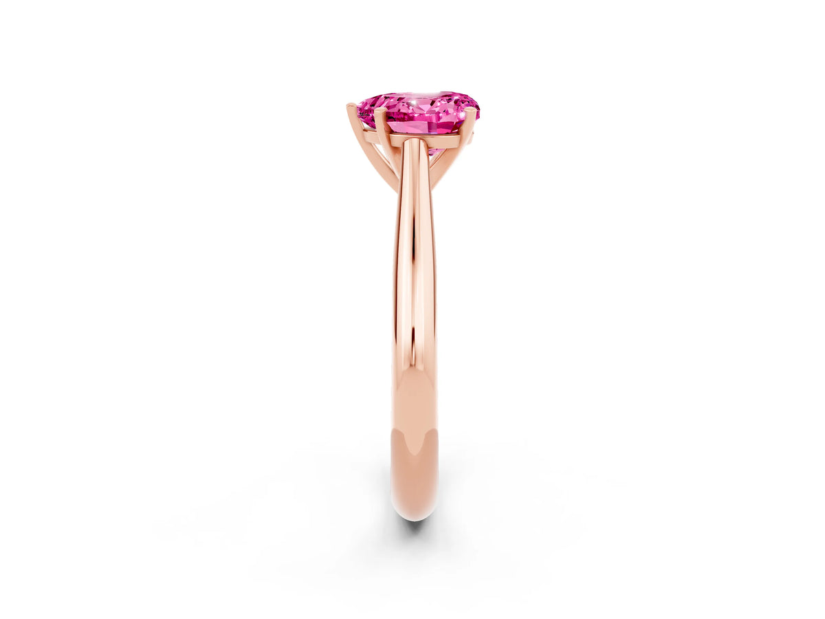 Heart Cut Pink Sapphire Cathedral Solitaire Engagement Ring in Rose gold with Prong Setting_2