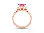 Heart Cut Pink Sapphire Cathedral Solitaire Engagement Ring in Rose gold with Prong Setting_3
