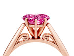 Heart Cut Pink Sapphire Cathedral Solitaire Engagement Ring in Rose gold with Prong Setting_4