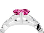 Heart Cut Pink Sapphire Solitaire Ring in Silver with Interwoven Pavé Band and Prong Setting_10