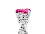 Heart Cut Pink Sapphire Solitaire Ring in Silver with Interwoven Pavé Band and Prong Setting_11