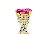 Heart Cut Pink Sapphire Solitaire Ring in Yellow gold with Interwoven Pavé Band and Prong Setting_5