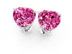 Heart Cut Pink Sapphire Stud Earrings in White gold with Basket Setting_1