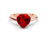 Heart Cut Ruby Cathedral Solitaire Engagement Ring in Rose gold with Prong Setting