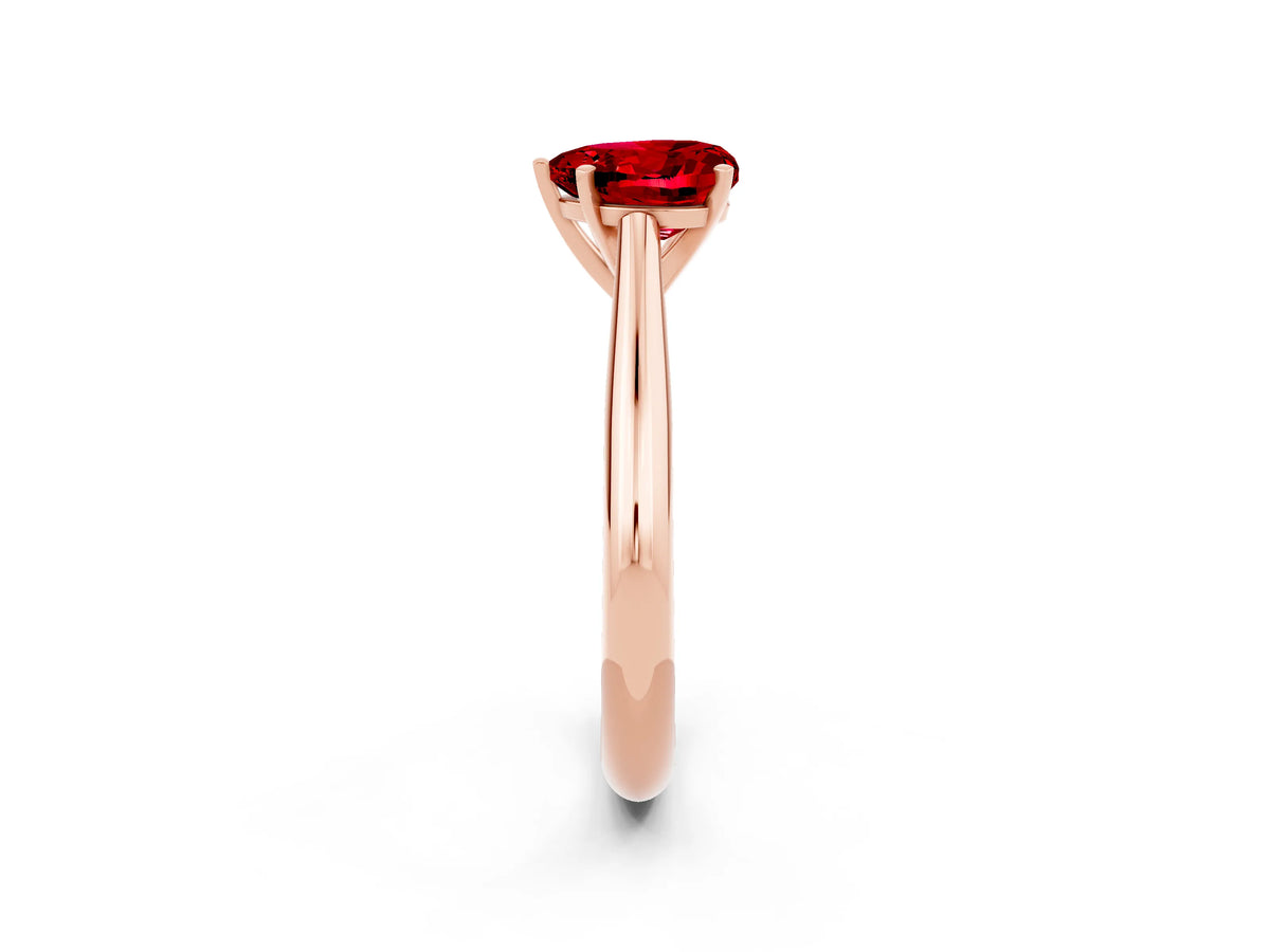 Heart Cut Ruby Cathedral Solitaire Engagement Ring in Rose gold with Prong Setting_2