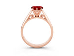 Heart Cut Ruby Cathedral Solitaire Engagement Ring in Rose gold with Prong Setting_3