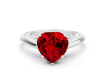 Heart Cut Ruby Cathedral Solitaire Engagement Ring in White gold with Prong Setting