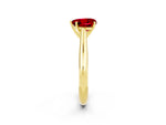 Heart Cut Ruby Cathedral Solitaire Engagement Ring in Yellow gold with Prong Setting_2