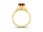 Heart Cut Ruby Cathedral Solitaire Engagement Ring in Yellow gold with Prong Setting_3