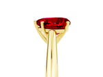 Heart Cut Ruby Cathedral Solitaire Engagement Ring in Yellow gold with Prong Setting_5