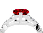 Heart Cut Ruby Solitaire Ring in Silver with Interwoven Pavé Band and Prong Setting_10