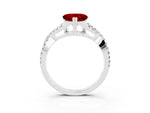 Heart Cut Ruby Solitaire Ring in Silver with Interwoven Pavé Band and Prong Setting_9