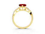 Heart Cut Ruby Solitaire Ring in Yellow gold with Interwoven Pavé Band and Prong Setting_3