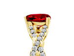Heart Cut Ruby Solitaire Ring in Yellow gold with Interwoven Pavé Band and Prong Setting_5