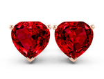 Heart Cut Ruby Stud Earrings in Rose gold with Basket Setting