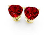 Heart Cut Ruby Stud Earrings in Yellow gold with Basket Setting_1