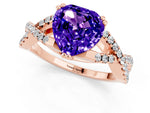 Heart Cut Tanzanite Solitaire Ring in Rose gold with Interwoven Pavé Band and Prong Setting_1