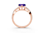 Heart Cut Tanzanite Solitaire Ring in Rose gold with Interwoven Pavé Band and Prong Setting_3
