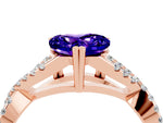 Heart Cut Tanzanite Solitaire Ring in Rose gold with Interwoven Pavé Band and Prong Setting_4